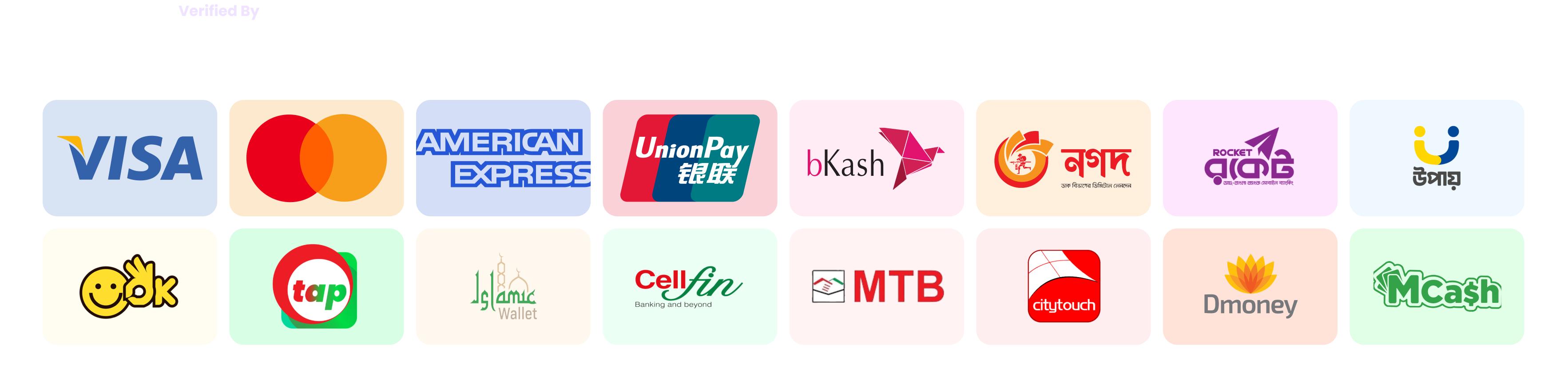 Verified by Pay Station: Visa, Mastercard, Amex, UnionPay, bKash, Nagad, Rocket, Upay, and more